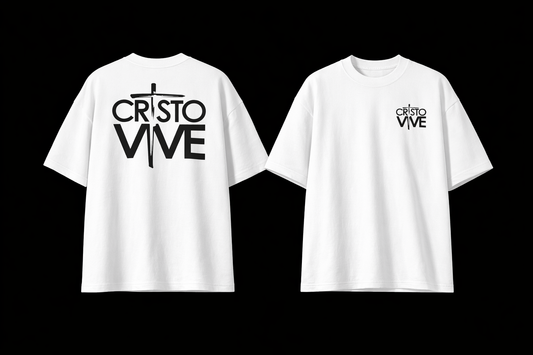 Camisa Oversize “Cristo Vive” – Blanca Premium