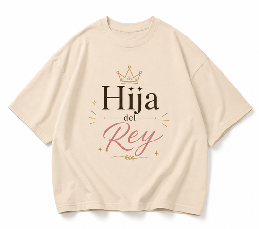 Camisa Oversize Cristiana “Hija del Rey” – Premium Streetwear Beige/Negra