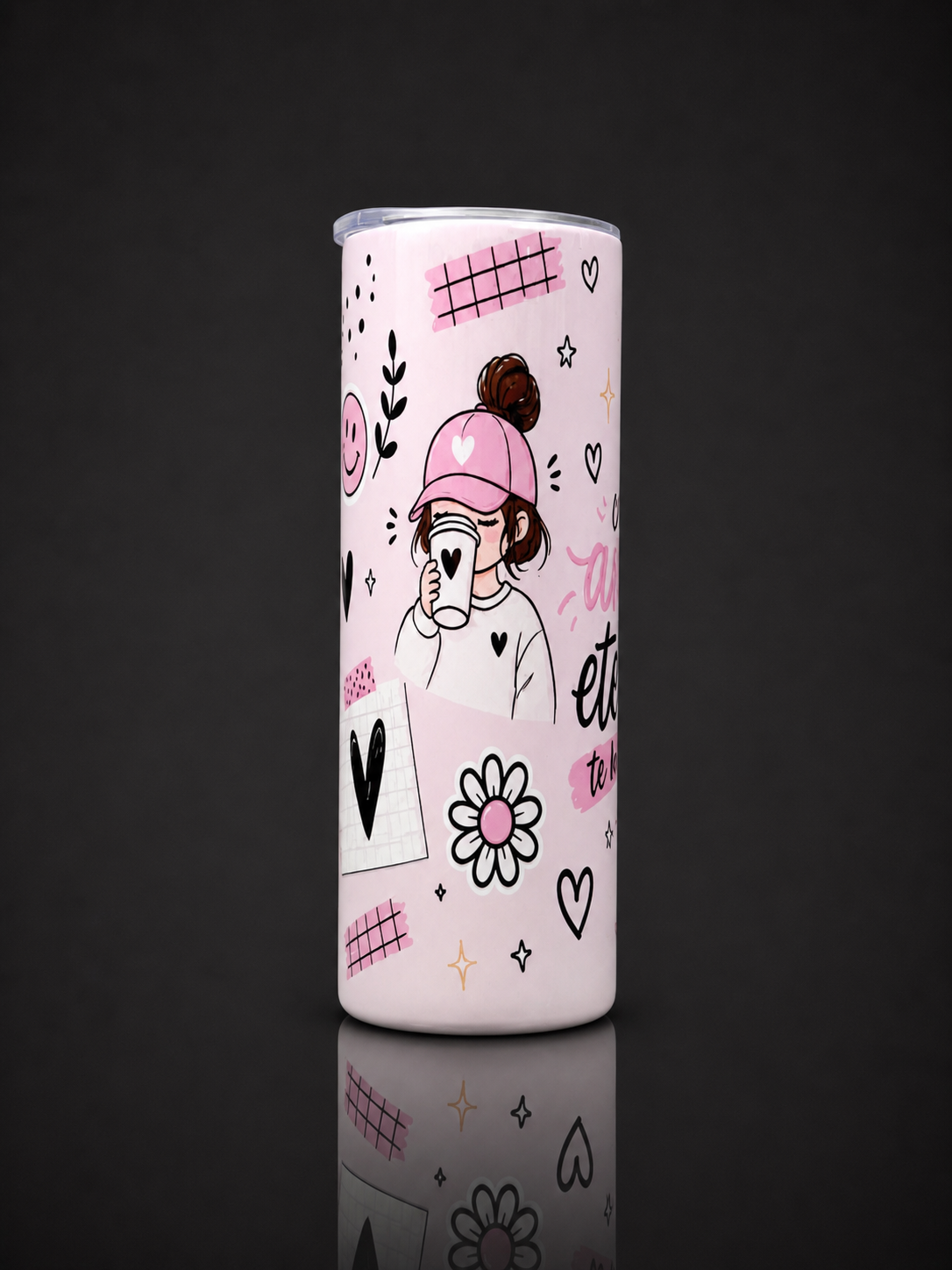 Vaso Térmico 20oz “Dios es Amor” | Diseño Cute Rosado | Frío 12h / Calor 6h