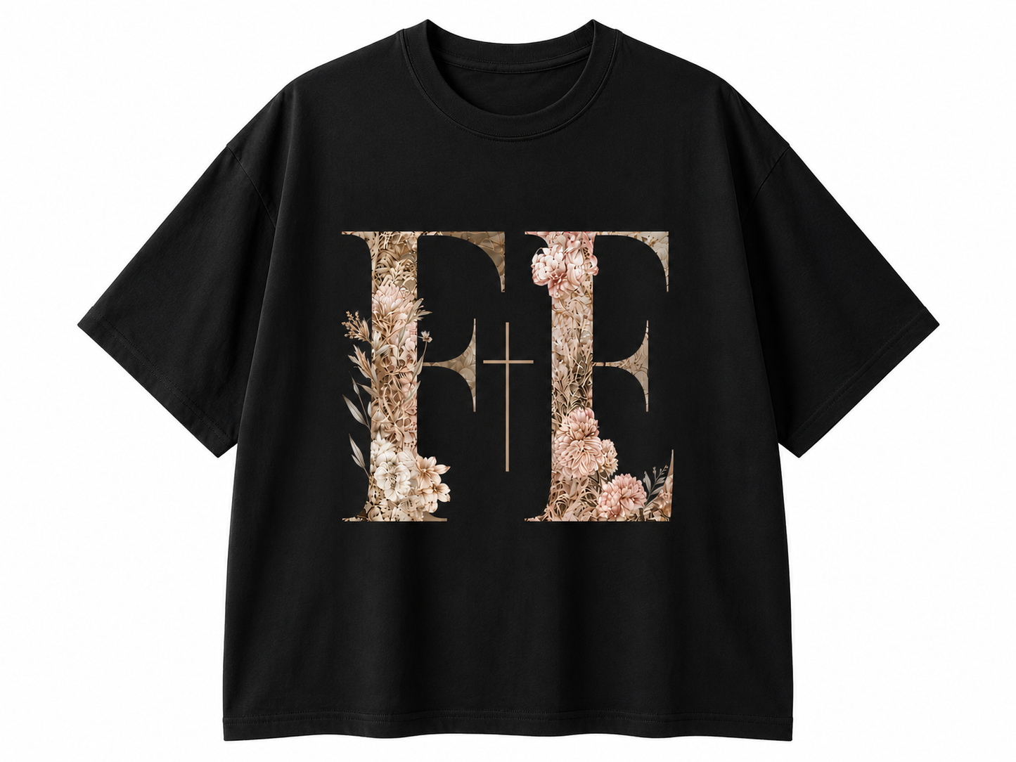 Camisa Oversized “FE” Floral Cristiana – Beige & White Edition