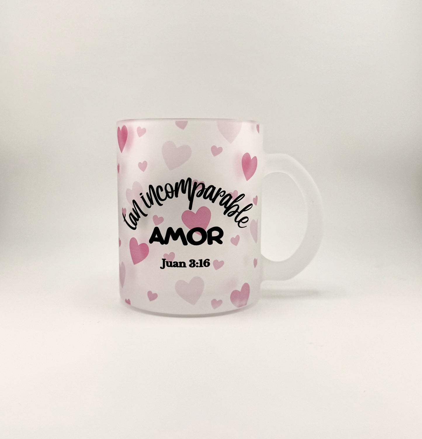 Taza de vidrio cristiana “Incomparable Amor” – Juan 3:16 - Cristo vive