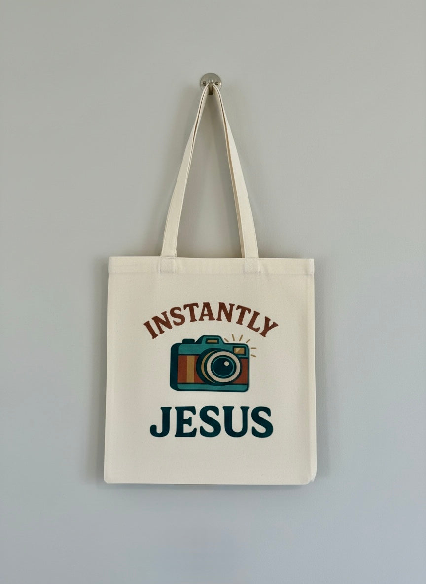 Bolso “Instantly Jesus” – Tote Bag Cristiana de Algodón - Cristo vive