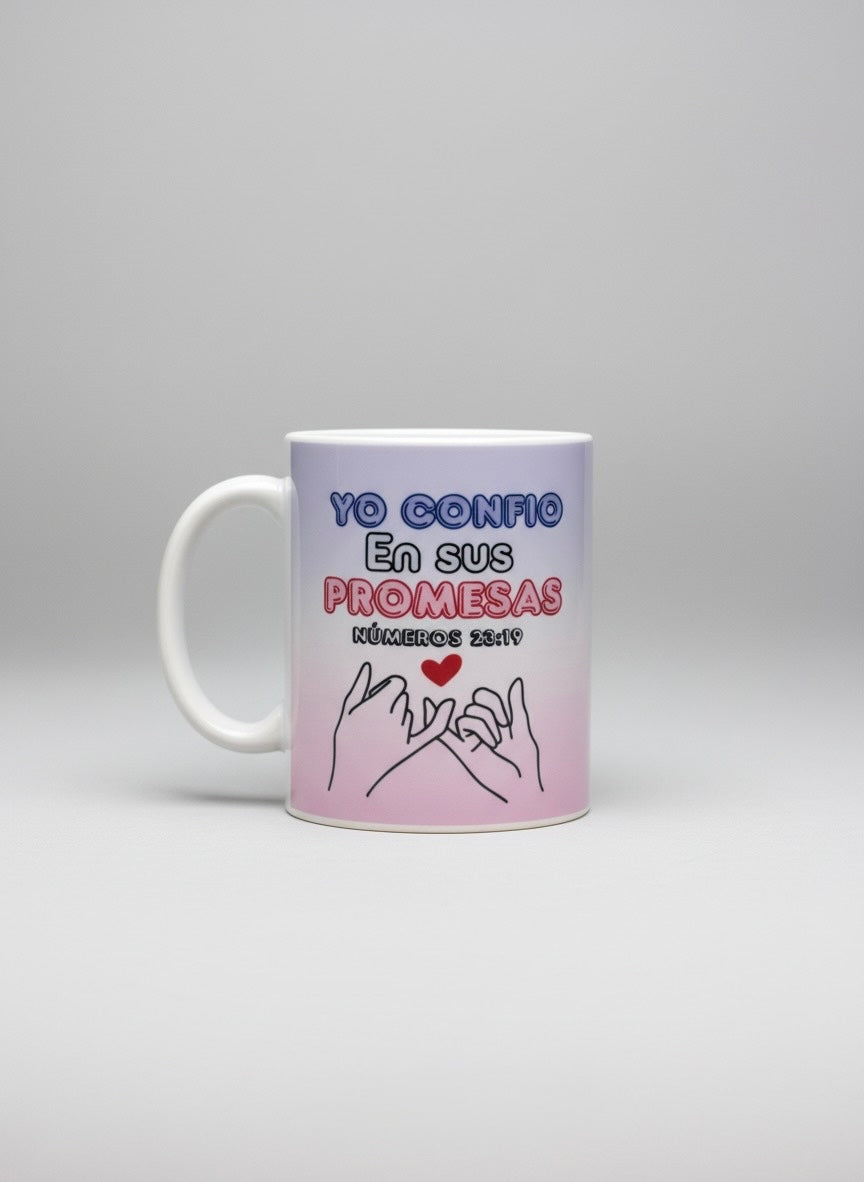 Taza “Yo confío en sus promesas” – Inspiración y Fe Cristiana - Cristo vive