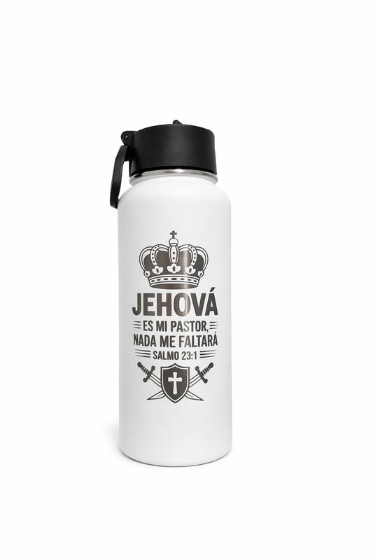 Botella Térmica Cristiana 30 oz “Jehová es mi Pastor” – Salmo 23:1 | Acero Inoxidable - Cristo vive