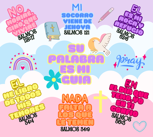 Tumbler 20 oz con frases de ánimo colección Salmos – Diseño pastel - Cristo vive