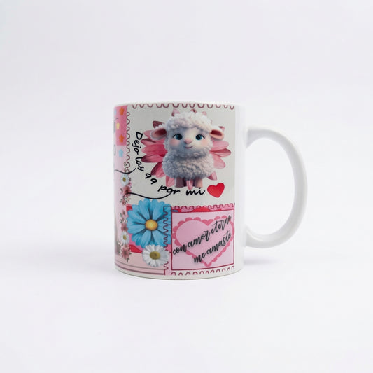 Taza Cristiana “A Dónde Iré Sino a Ti Jesús” – Diseño Floral con Mensaje de Fe