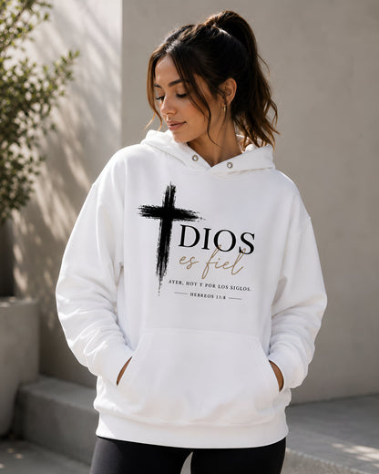 Hoodie Cristiano “Dios es Fiel” | Hebreos 13:8 | Unisex