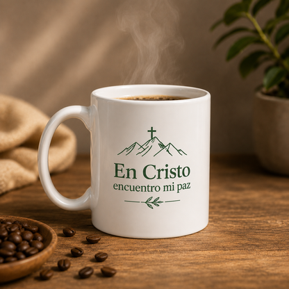 Taza “En Cristo Encuentro Mi Paz” | Cerámica 11 oz