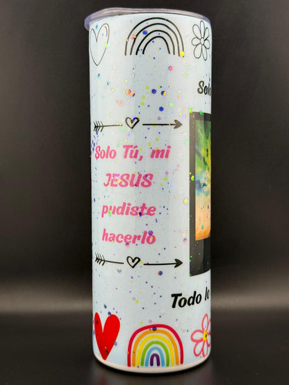 Vaso de Resina y sublimado 20oz – Solo Tú, mi Jesús, pudiste hacerlo (Brilla en la oscuridad)