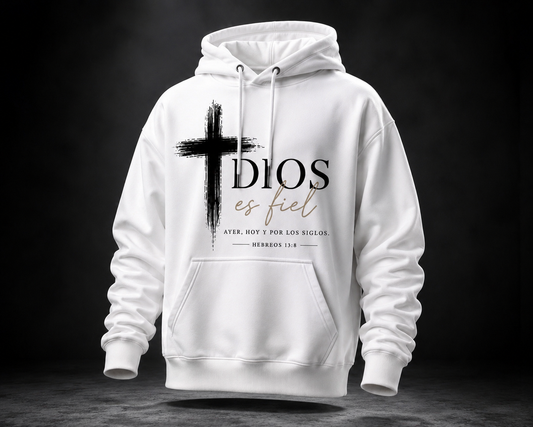 Hoodie Cristiano “Dios es Fiel” | Hebreos 13:8 | Unisex