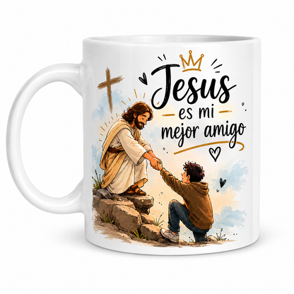 Taza Cristiana “Jesús es mi Mejor Amigo” – 11 oz | Regalo de Fe y Esperanza