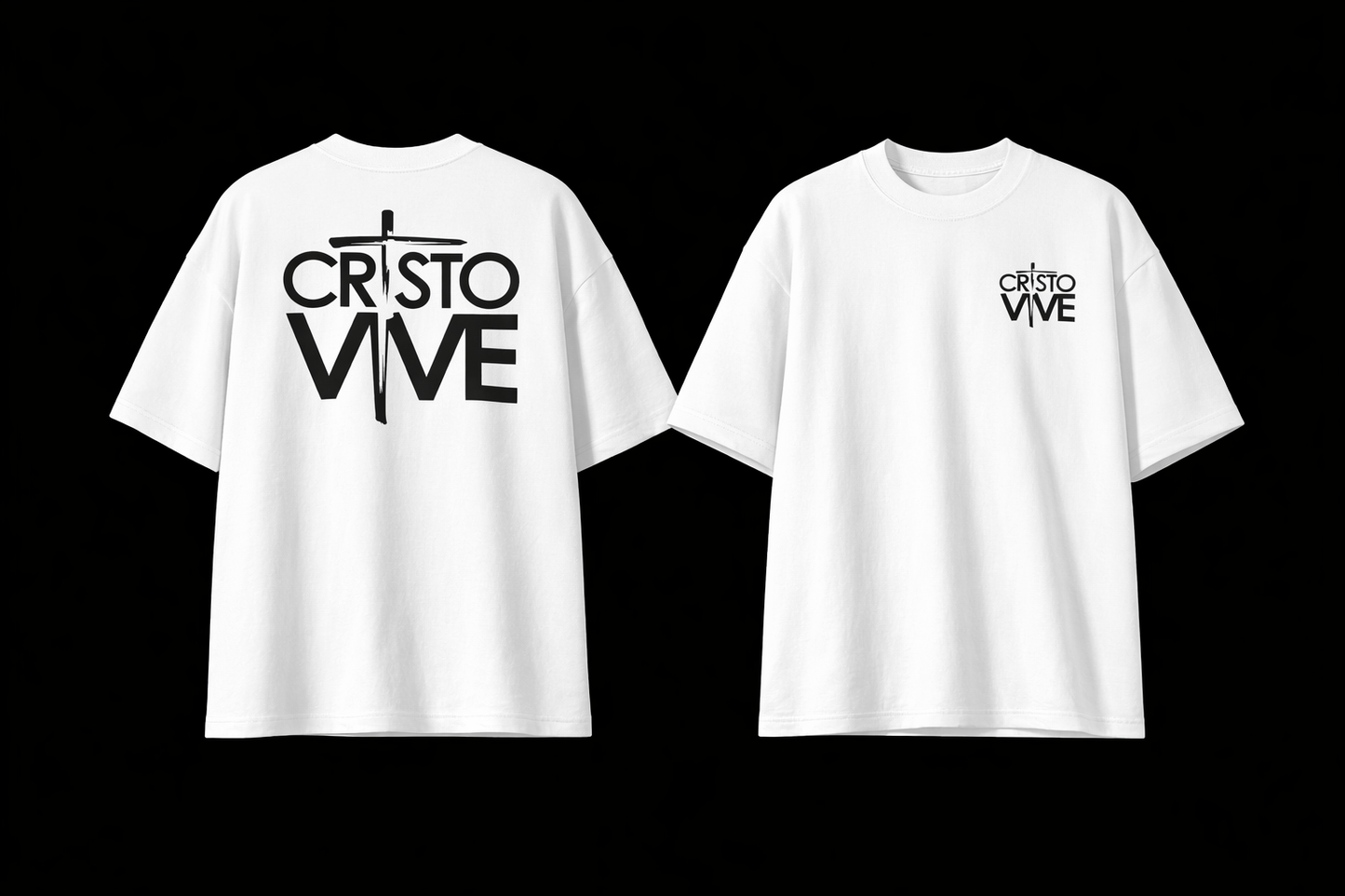 Camisa Oversize “Cristo Vive” – Blanca Premium