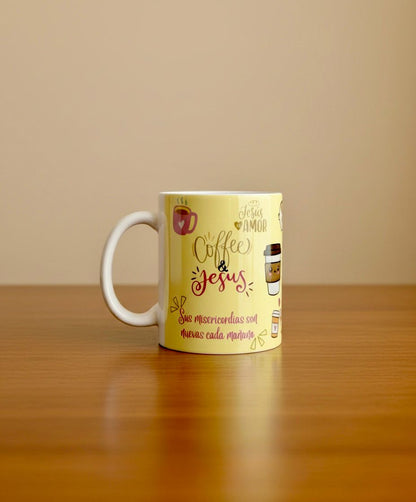 Taza Coffee & Jesus – Ilustrada – 12 oz