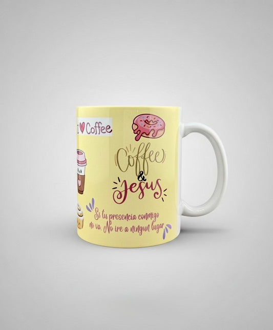 Taza Coffee & Jesus – Ilustrada – 12 oz - Cristo vive 