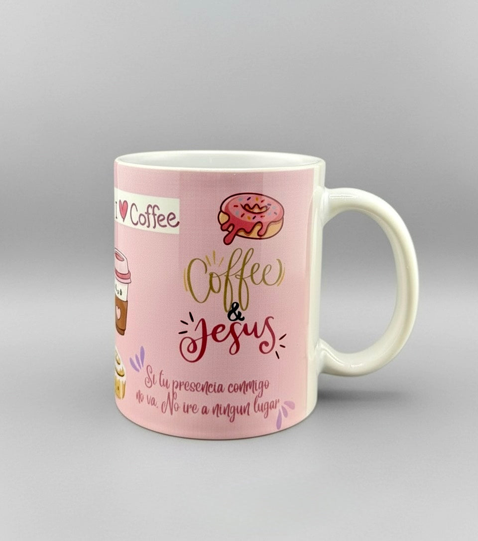 Taza Coffee & Jesus – Ilustrada – 12 oz - Cristo vive 