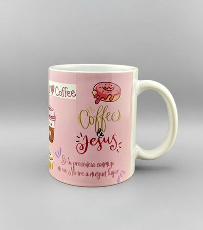 Taza Coffee & Jesus – Ilustrada – 12 oz - Cristo vive 