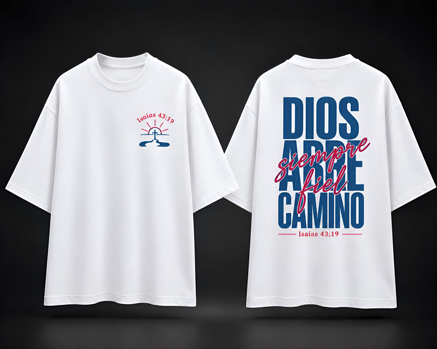 Camiseta Cristiana Oversize Beige – Dios Abre Camino | Isaías 43:19