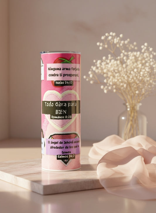 Vaso Térmico 20oz – Todo obra para bien (Versículos de Promesa)