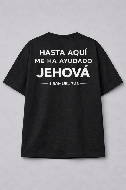 Camiseta Cristiana Oversize “Ebenezer” – Hasta Aquí Me Ha Ayudado Jehová (1 Samuel 7:12)