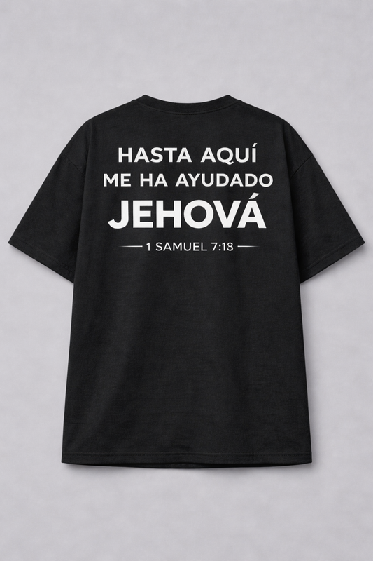 Camiseta Cristiana Oversize “Ebenezer” – Hasta Aquí Me Ha Ayudado Jehová (1 Samuel 7:12)