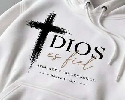 Hoodie Cristiano “Dios es Fiel” | Hebreos 13:8 | Unisex