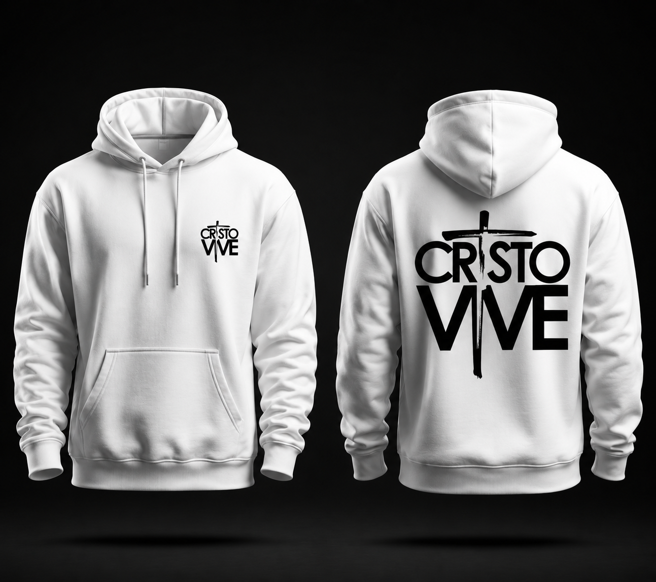 Hoodie Cristiano Cristo Vive - Sudadera con Capucha Blanca