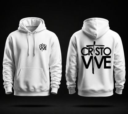 Hoodie Cristiano Cristo Vive - Sudadera con Capucha Blanca