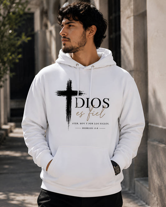 Hoodie Cristiano “Dios es Fiel” | Hebreos 13:8 | Unisex