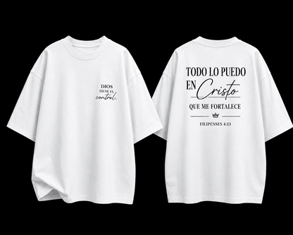 Camisa Oversize Cristiana “Todo Lo Puedo En Cristo” Rosa Premium