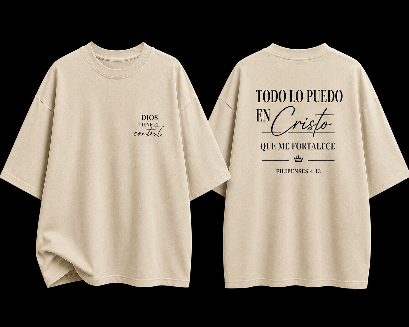 Camisa Oversize Cristiana “Todo Lo Puedo En Cristo” Rosa Premium