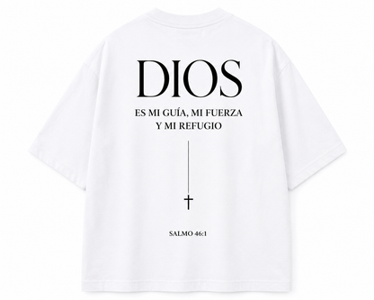 Camisa Oversize Cristiana “Dios es mi guía” – Rosa | Salmo 46:1