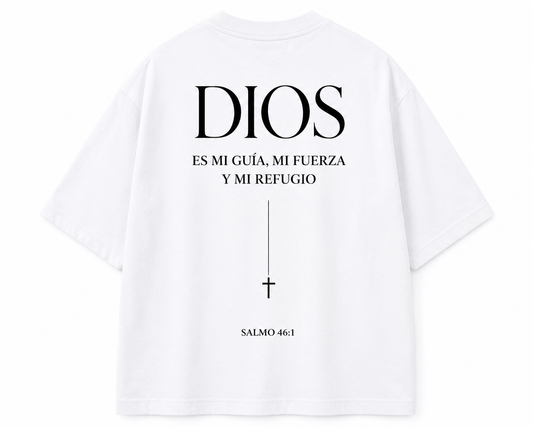 Camisa Oversize Cristiana “Dios es mi guía” – Rosa | Salmo 46:1