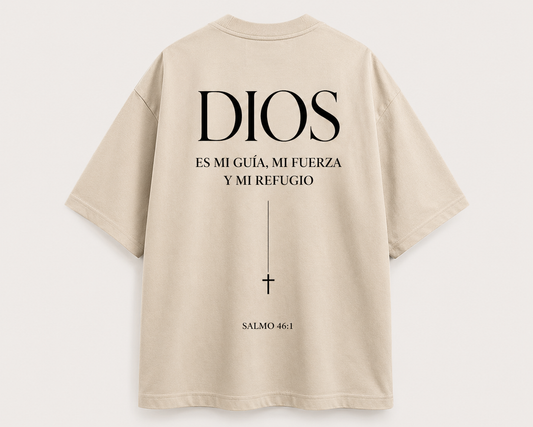 Camisa Oversize Cristiana “Dios es mi guía” – Rosa | Salmo 46:1