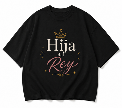 Camisa Oversize Cristiana “Hija del Rey” – Premium Streetwear Beige/Negra