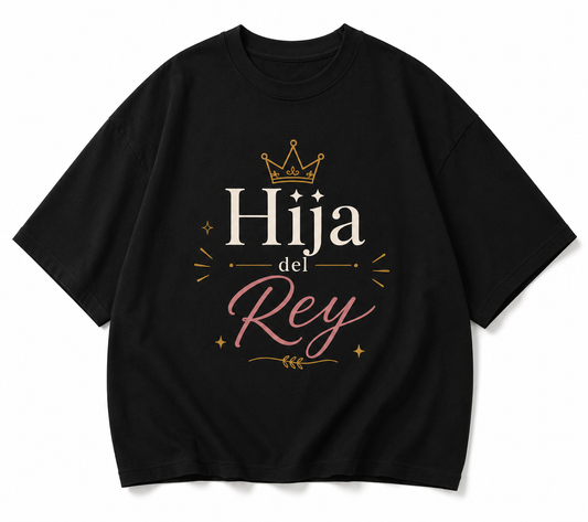 Camisa Oversize Cristiana “Hija del Rey” – Premium Streetwear Beige/Negra