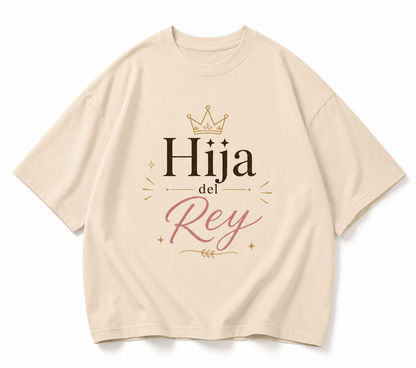 Camisa Oversize Cristiana “Hija del Rey” – Premium Streetwear Beige/Negra