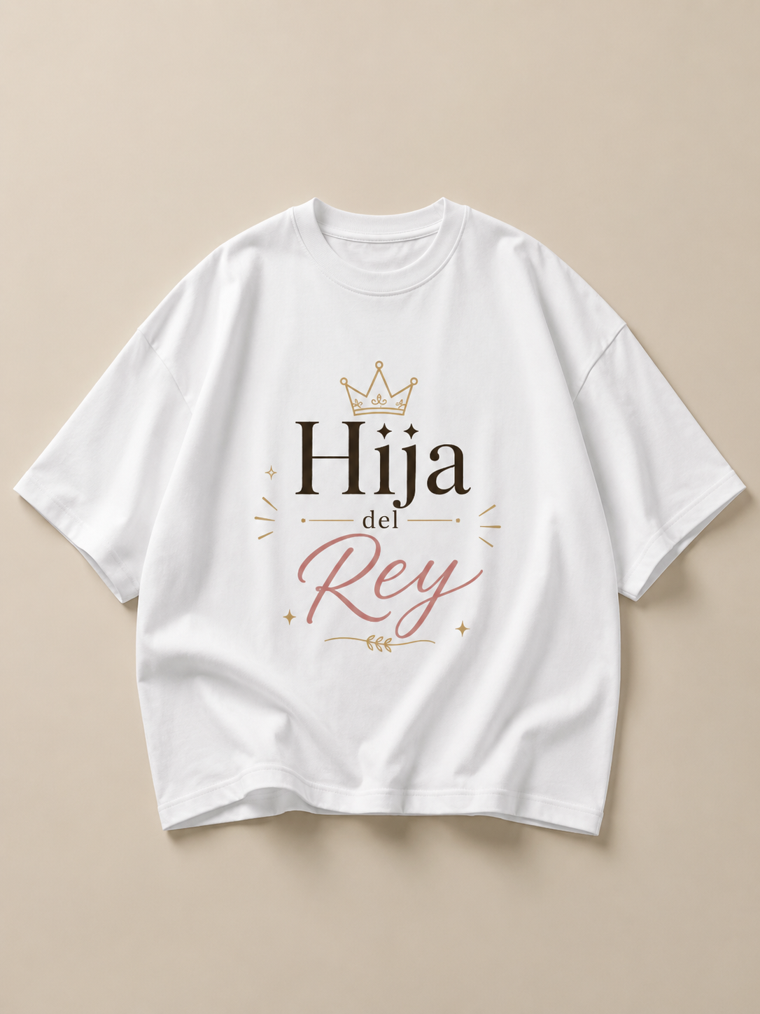 Camisa Oversize Cristiana “Hija del Rey” – Premium Streetwear Beige/Negra