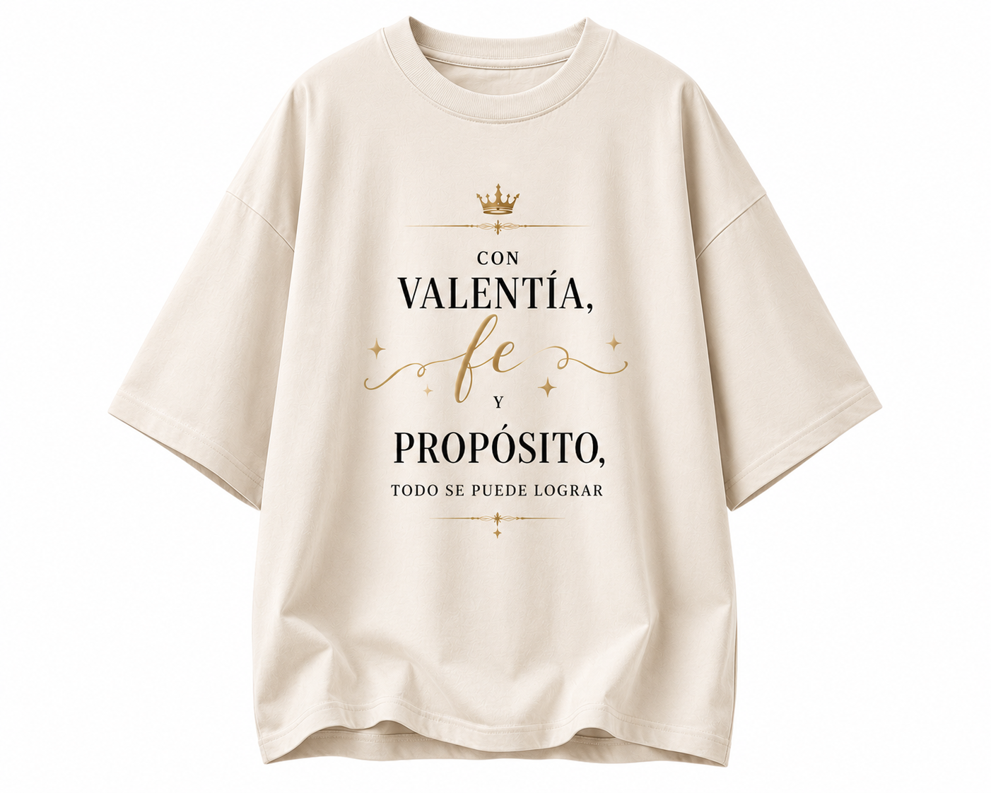 Camisa Oversize Cristiana “Con Valentía, Fe y Propósito”