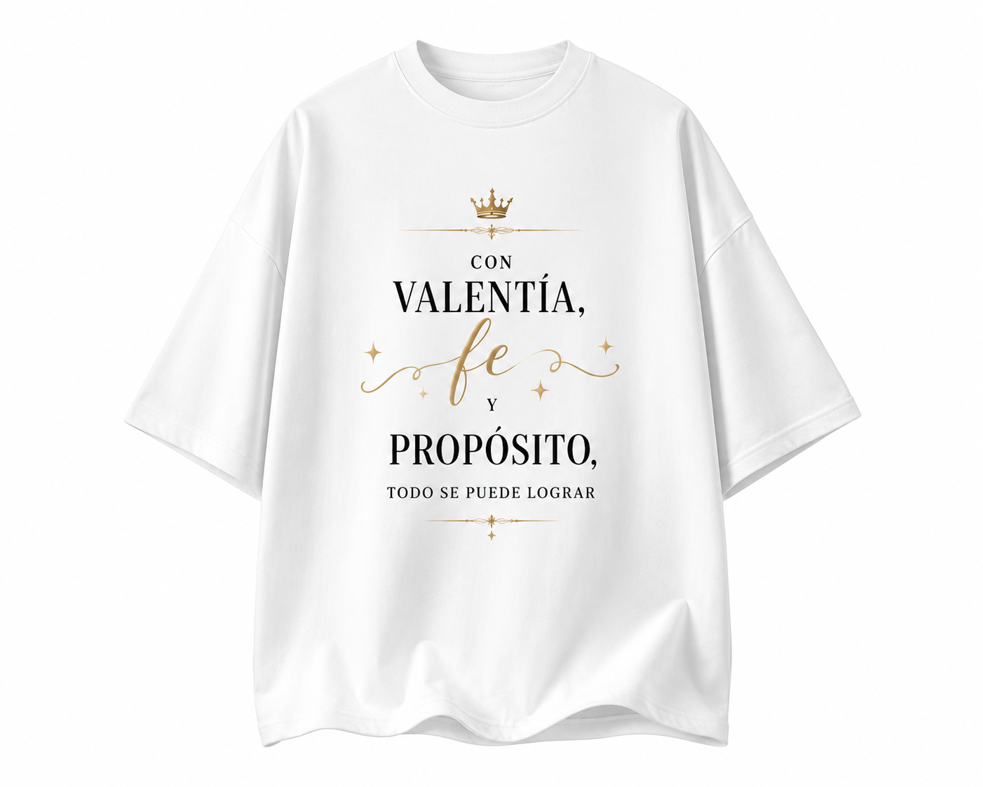 Camisa Oversize Cristiana “Con Valentía, Fe y Propósito”