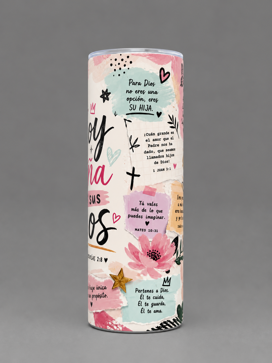 Vaso Térmico 20oz “Soy la Niña de Sus Ojos” | Diseño Cristiano Femenino Premium