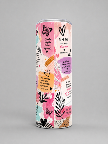 Vaso Térmico 20oz “Soy la Niña de Sus Ojos” | Diseño Cristiano Femenino Premium