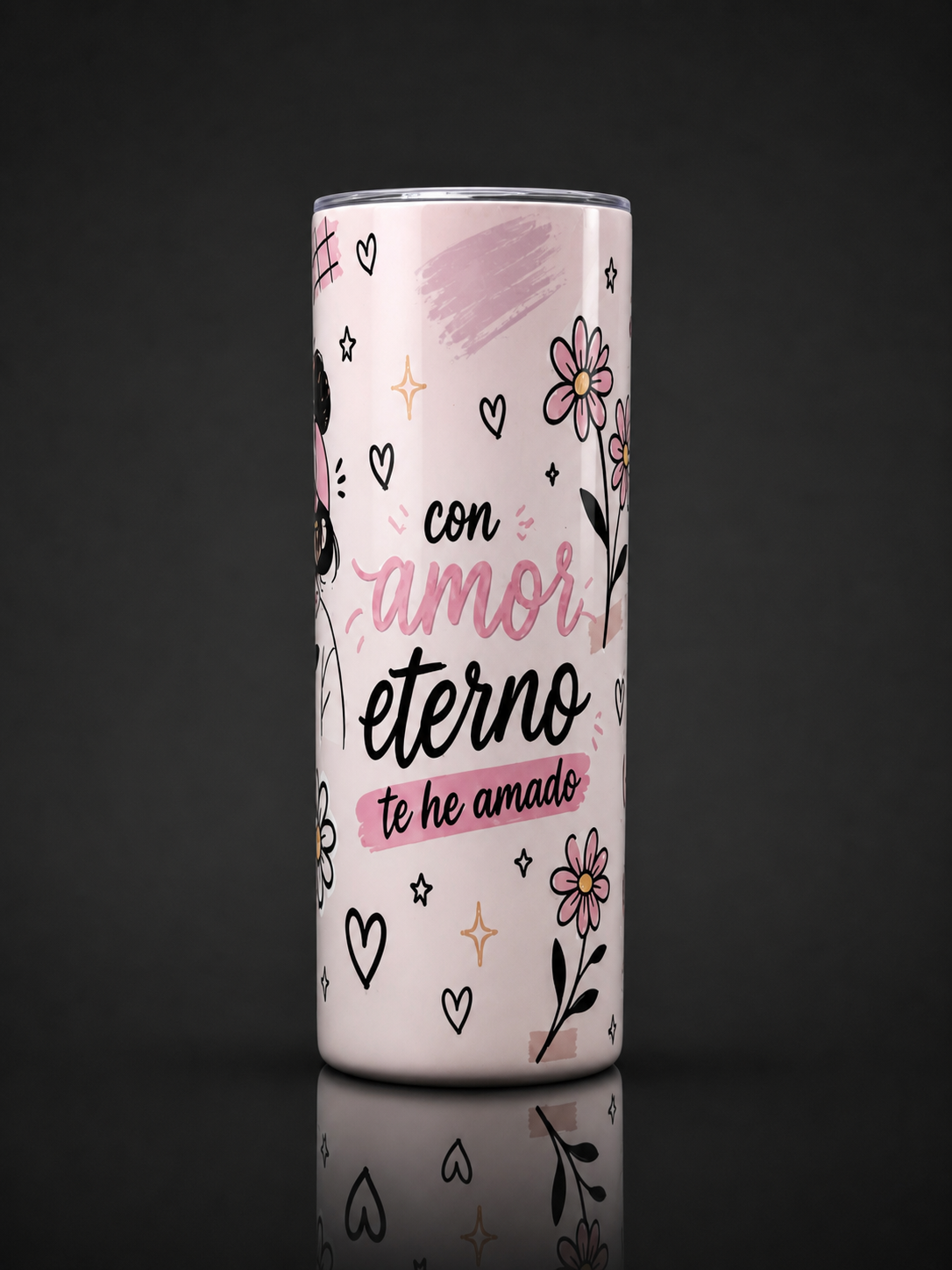 Vaso Térmico 20oz “Dios es Amor” | Diseño Cute Rosado | Frío 12h / Calor 6h