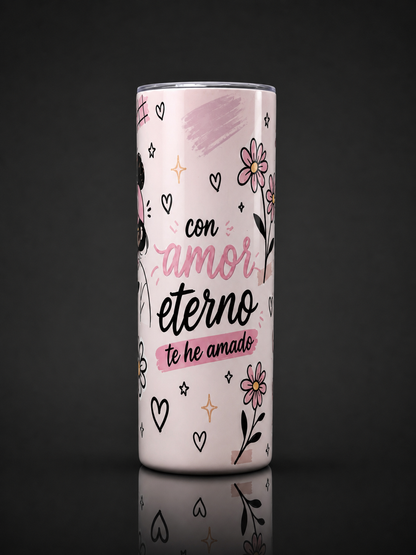 Vaso Térmico 20oz “Dios es Amor” | Diseño Cute Rosado | Frío 12h / Calor 6h