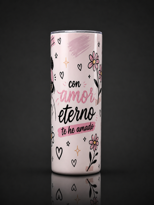 Vaso Térmico 20oz “Dios es Amor” | Diseño Cute Rosado | Frío 12h / Calor 6h