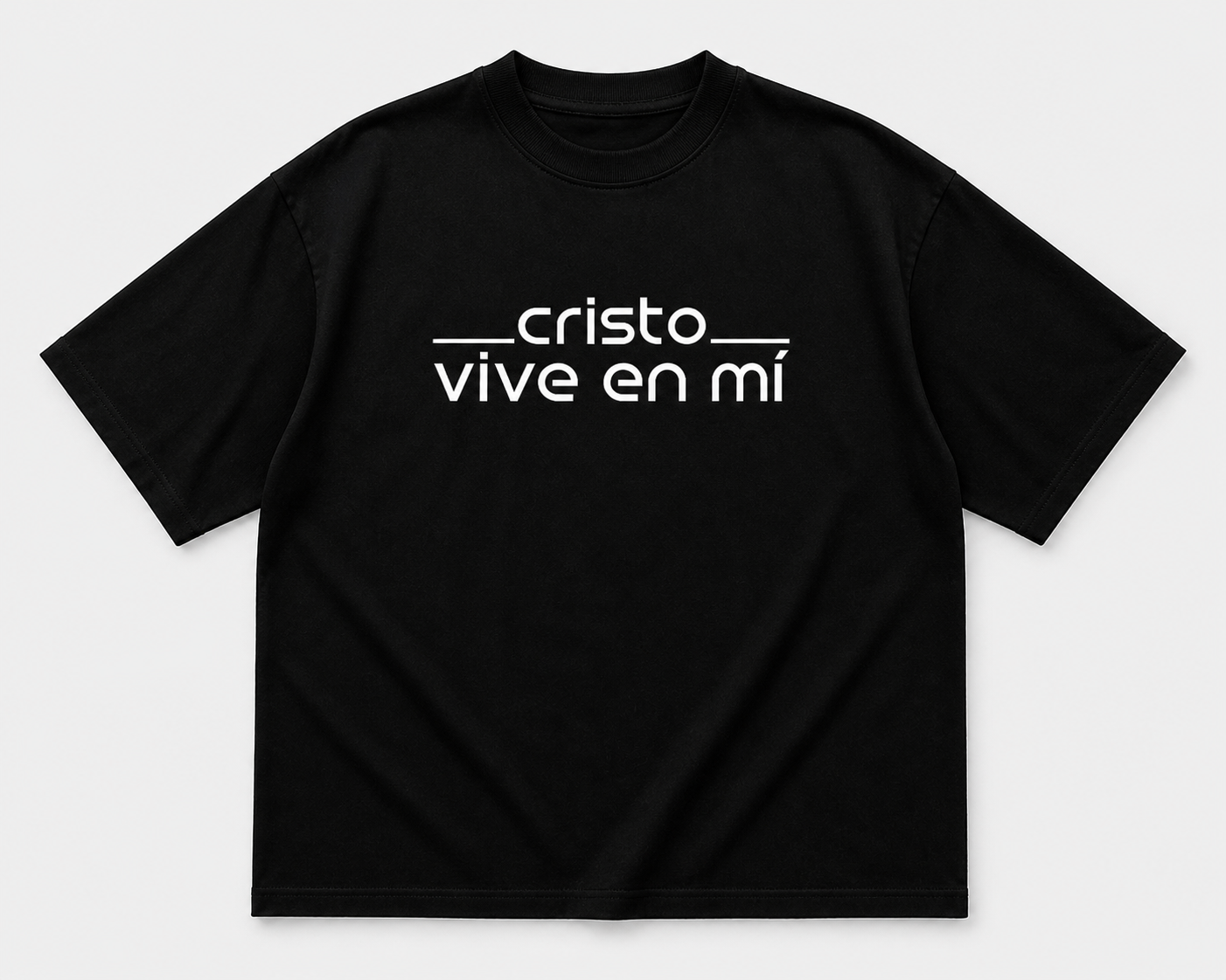 Camiseta Oversize Beige “Cristo Vive en Mí” – Estilo Minimalista Cristiano