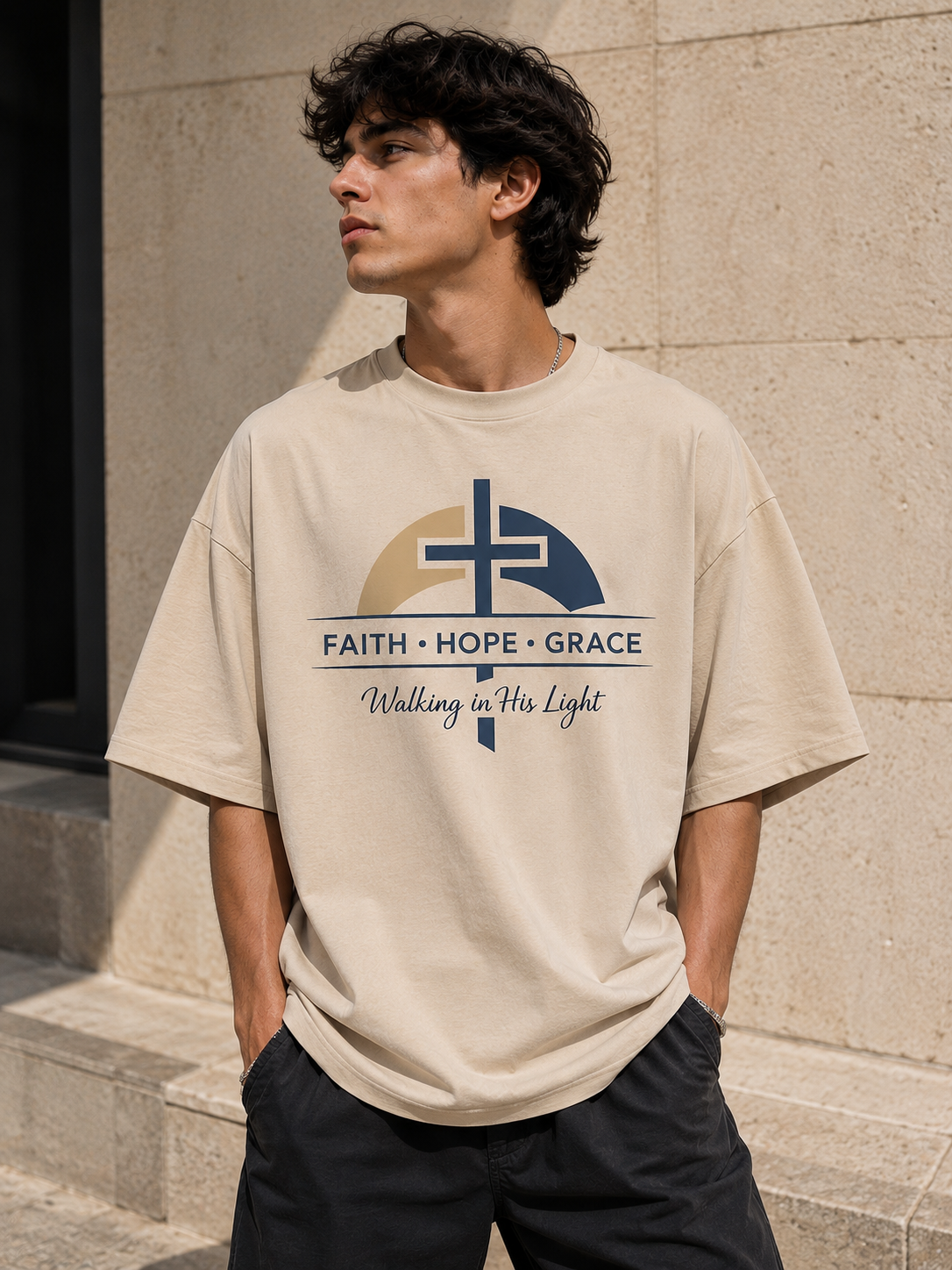 Faith • Hope • Grace – Oversized Christian T-Shirt
