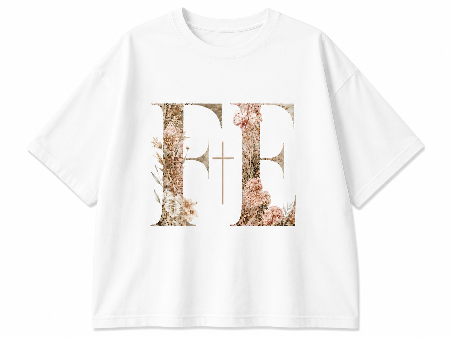 Camisa Oversized “FE” Floral Cristiana – Beige & White Edition