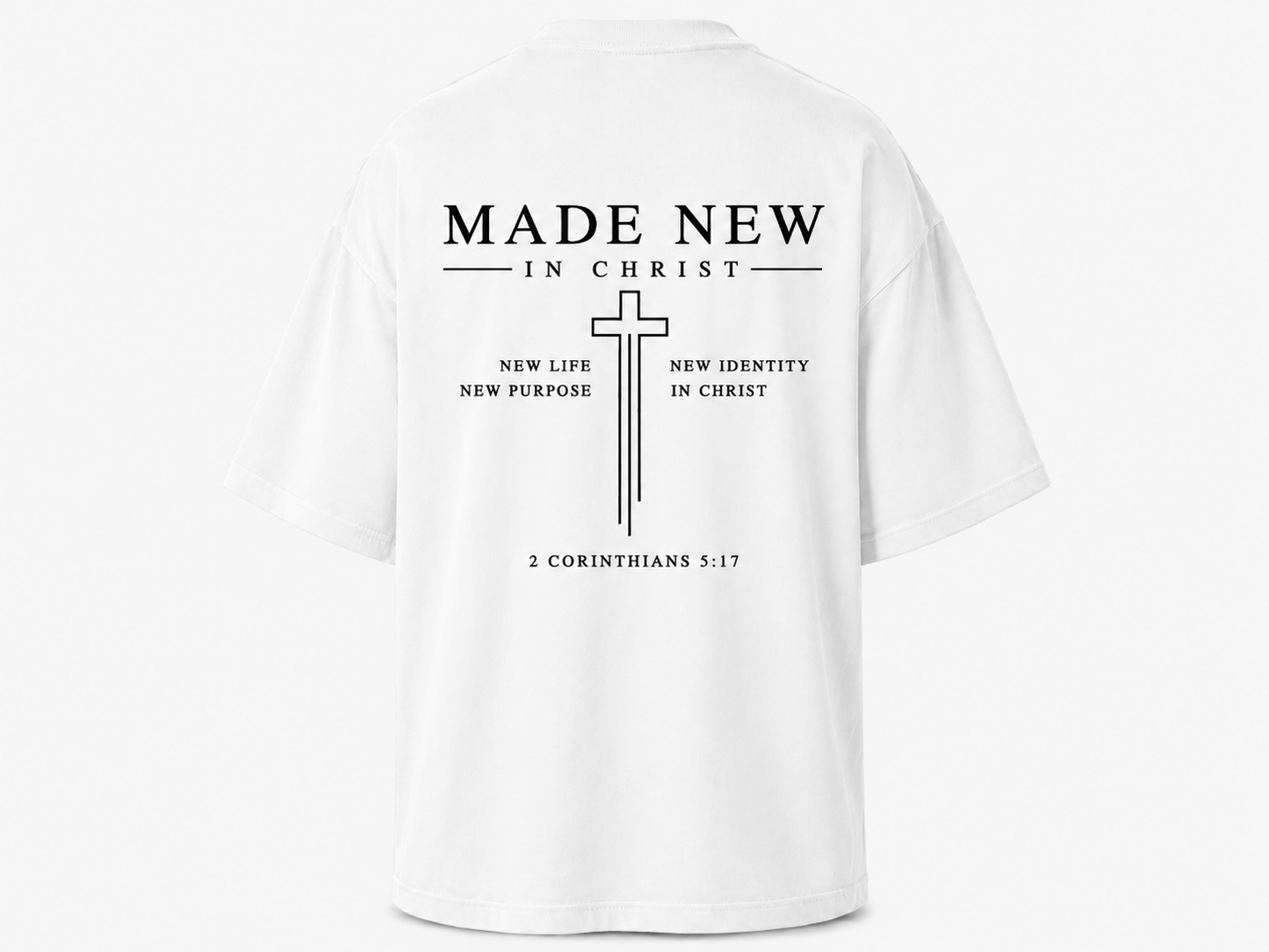 Made New In Christ – Camisa Oversize Cristiana Beige | 2 Corintios 5:17