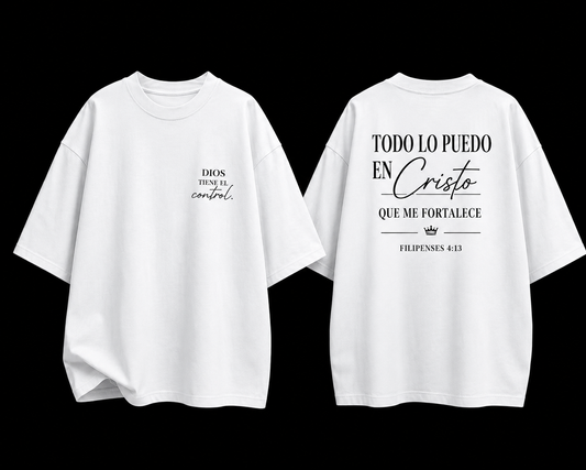 Camisa Oversize Cristiana “Todo Lo Puedo En Cristo” Rosa Premium