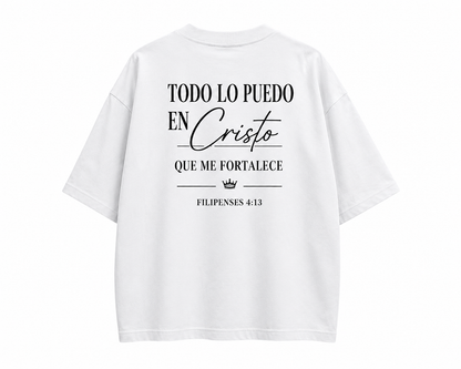Camisa Oversize Cristiana “Todo Lo Puedo En Cristo” Rosa Premium
